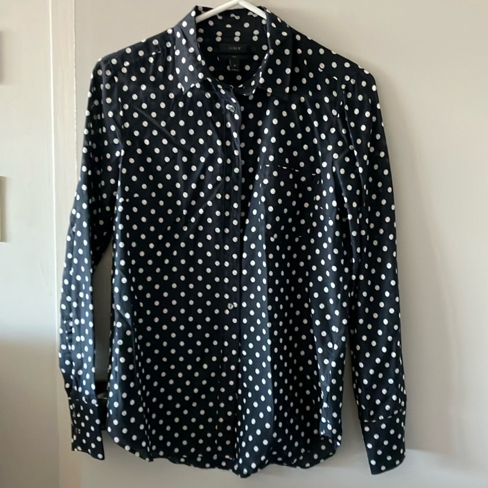 J Crew Black and White Blouse